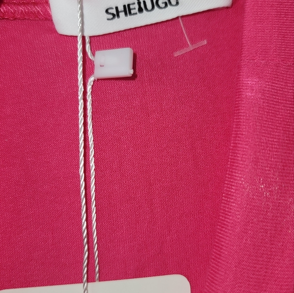 NWT Sheiugu Hot Neon Bright Pink Mock Turtleneck Long Sleeve Bodysuit Top - Picture 5 of 7